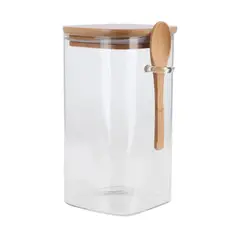 INSPIRA - Frasco de Vidrio Borosilicato con Tapa y Cuchara de Bambú 850 ml