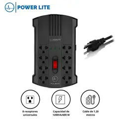 POWER LITE - Regulador de Voltaje Automático 1200VA/600W 8 Salidas