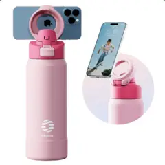 FJBOTTLE - Botella Mug Témico con soporte magnético para teléfono acero inox con tapa de tritán 950ml - Rosa