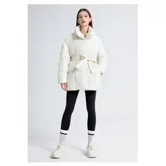 GENERICO - CASACA CASUAL LARGA MUJER CON CINTURON