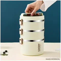 INSPIRA MARKET - Portaviandas Fiambrera Térmica 3 Niveles Lucky