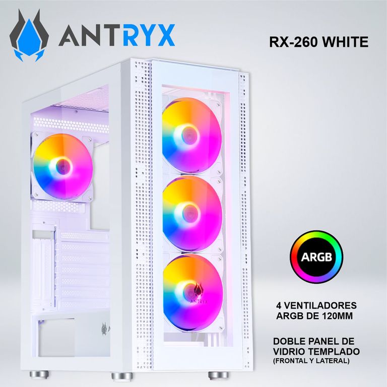 CASE RX-260 WHITE USB30 FRGB FAN X4 VIDRIO TEMPLADO