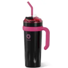 FJBOTTLE - - Botella Mug con cañita Témico acero con tapa de tritán 40oz - Negro
