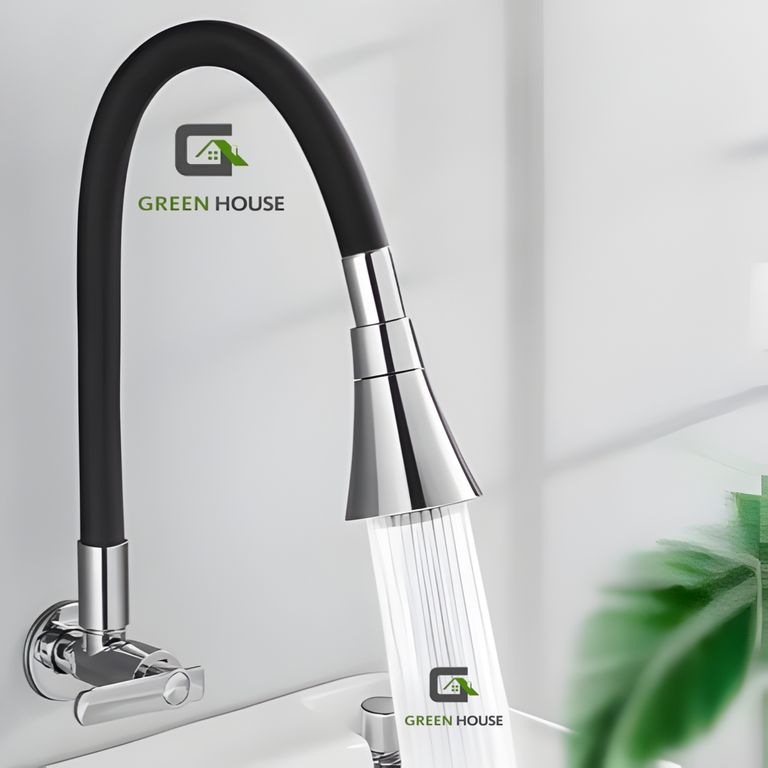 GRIFERIA DE COCINA PARED AGUA FRIA FLEXIBLE NEGRO