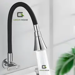 GENERICO - GRIFERIA DE COCINA PARED AGUA FRIA FLEXIBLE NEGRO