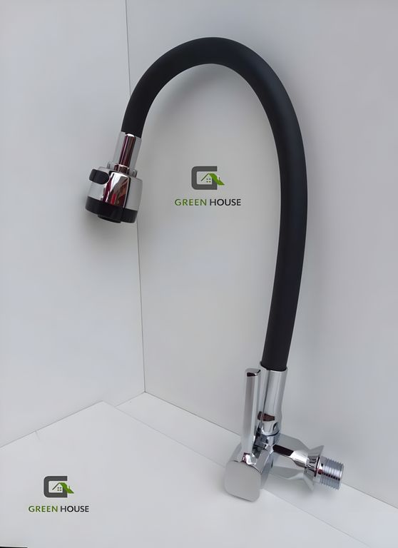 GRIFERIA DE COCINA PARED AGUA FRIA FLEXIBLE NEGRO MANIJA COSTADO