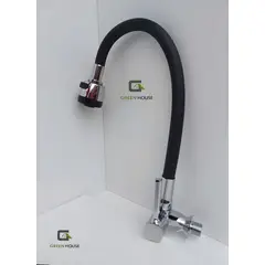 GENERICO - GRIFERIA DE COCINA PARED AGUA FRIA FLEXIBLE NEGRO MANIJA COSTADO