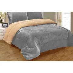 GENERICO - Edredón Sherpa de 1 pieza dos plazas plomo