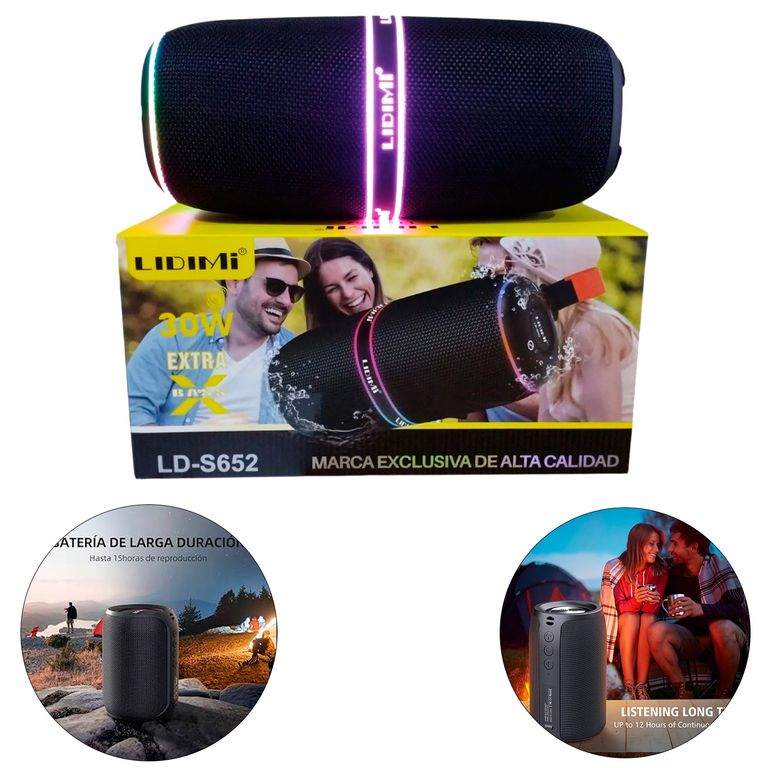 Parlante Inalámbrico Portátil LIDIMI LD-S652 30W Bluetooth TWS - NEGRO