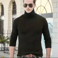 GENERICO - Cafarena Algodon Caballero Negro Cuello Alto - Tallas desde S hasta XL