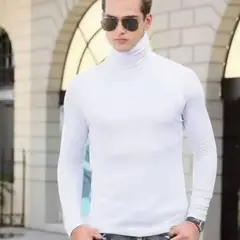 GENERICO - Cafarena Algodon Caballero Blanco Cuello Alto - Tallas S hasta XL