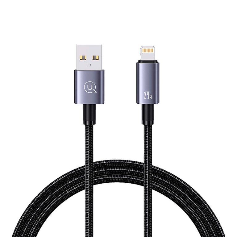 Cable Tejido USB a iPhone 24A 2m Negro