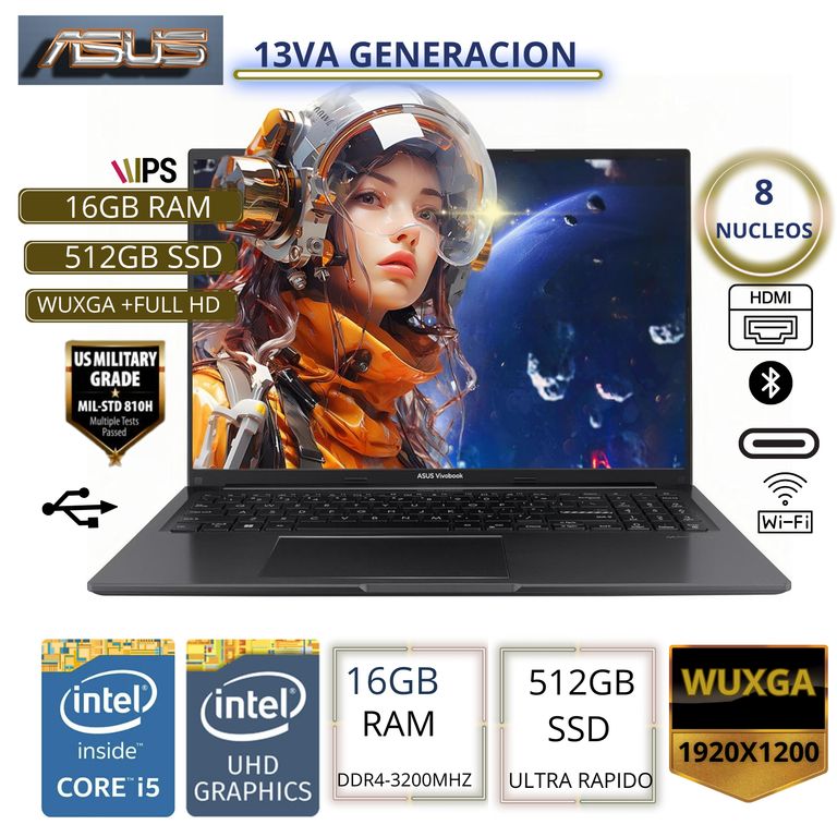 LAPTOP VIVABOOK X1605VA-MB1234 INTEL CORE I5-13420H 16GB RAM 512GB SSD 16 WUXGA