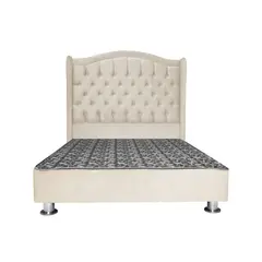 MUEBLES MACRUMO - Cama tapizada Princesa King 2 tarimas - Color Beige