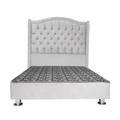MUEBLES MACRUMO - Cama tapizada Princesa King 2 tarimas - Color Gris claro