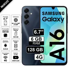 SAMSUNG - Celular Galaxy A16 4G 6GB+128GB - Negro