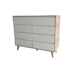 GENERICO - Cómoda Vintaje Duna de 8 Cajones con Frente Blanco (Melamina)