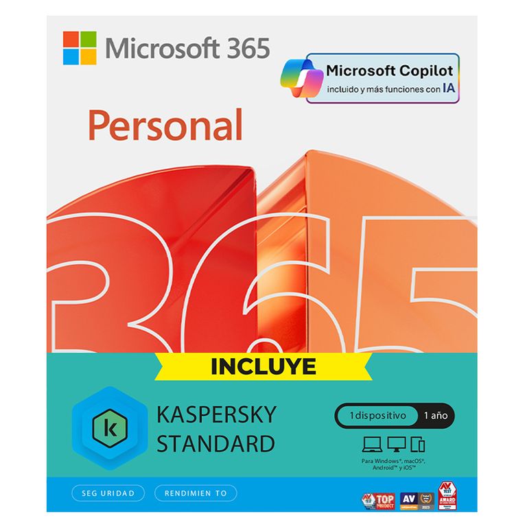 365 PERSONAL IA COPILOT +ANTIVIRUS KASPERSKY LICENCIA FISICA