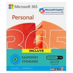 MICROSOFT - 365 PERSONAL IA COPILOT +ANTIVIRUS KASPERSKY LICENCIA FISICA