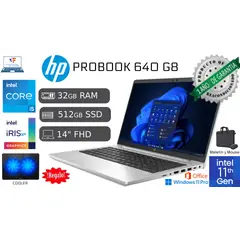 HP - Laptop ProBook 640 G8 i5 11va 32GB RAM 512GB SSD Reacondicionada FHD + COOLER + MALETIN + MOUSE