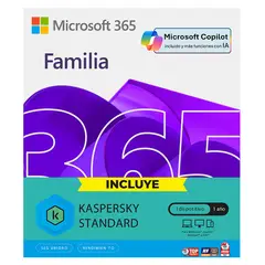 MICROSOFT - 365 FAMILIA IA COPILOT +ANTIVIRUS KASPERSKY LICENCIA FISICA