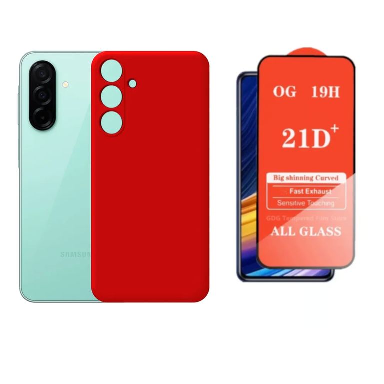 CASE SILICONA PARA SAMSUNG A36 COLOR ROJO + MICA