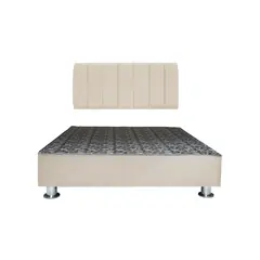 MUEBLES MACRUMO - Cama tapizada Aurea + almohada - Queen - Color Beige claro