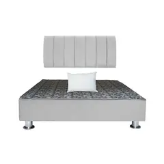 MUEBLES MACRUMO - Cama tapizada Aurea + almohada - Queen - Color Gris claro