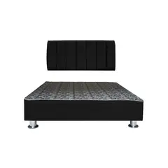 MUEBLES MACRUMO - Cama tapizada Aurea + almohada - Quee - Color Negro