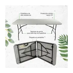 GENERICO - Mesa Plegable Maleta Grande 152cm x 70cm Camping Terraza B