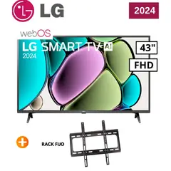 LG - Televisor 43 Pulg. LED Smart TV FHD con ThinQ AI 43LR6000PSA + RACK FIJO