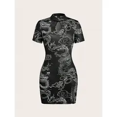 GENERICO - VESTIDO LOLITAS QUIPAO NEGRO CON MANGA