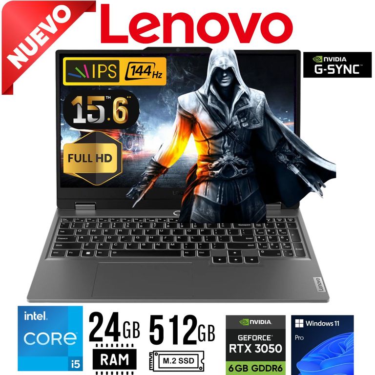 Laptop LOQ 15IAX9 Intel Core i5 12450HX Ram24Gb SSD 512Gb RTX 3050 6Gb 15,6 FHD Win 11