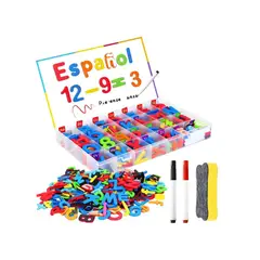GENERICO - Kit Didáctico 253 Letras y Números Magnéticos con Pizarra