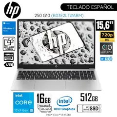HP - Laptop 250 G10 Intel Core i5-1334U 16GB RAM 512GB SSD 15.6" HD - B03E2LT