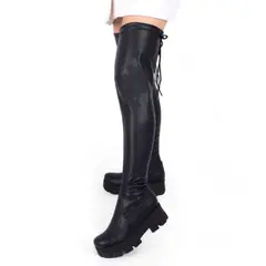 GENERICO - Botin mujer casual latex taco 51299P-73 color negro