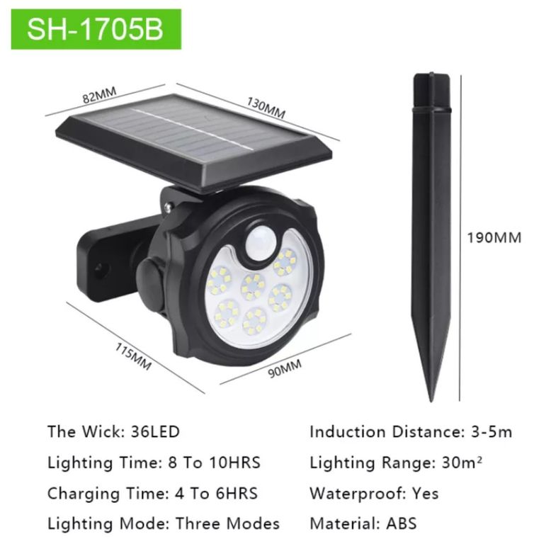 PACK DE 2 FOCOS LED SOLARES CON SENSOR DE MOVIMIENTO PARA PARED