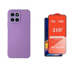 HONOR - SILICONA PARA X8 C COLOR LILA + MICA VIDRIO