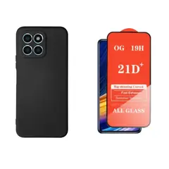 HONOR - SILICONA PARA X8 C COLOR NEGRO + MICA VIDRIO