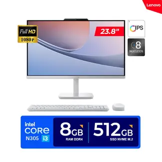LENOVO - TODO EN UNO A100 238FHD Core i3-N305 380GHz 8GB DDR4 512GB SSD FREEDOS