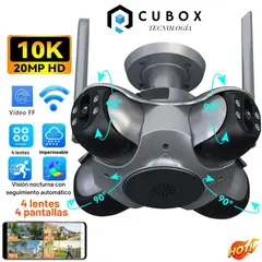 OEM - Cámara Wifi 360° IP 66 con 4 lentes - FHD con alarma + sirena