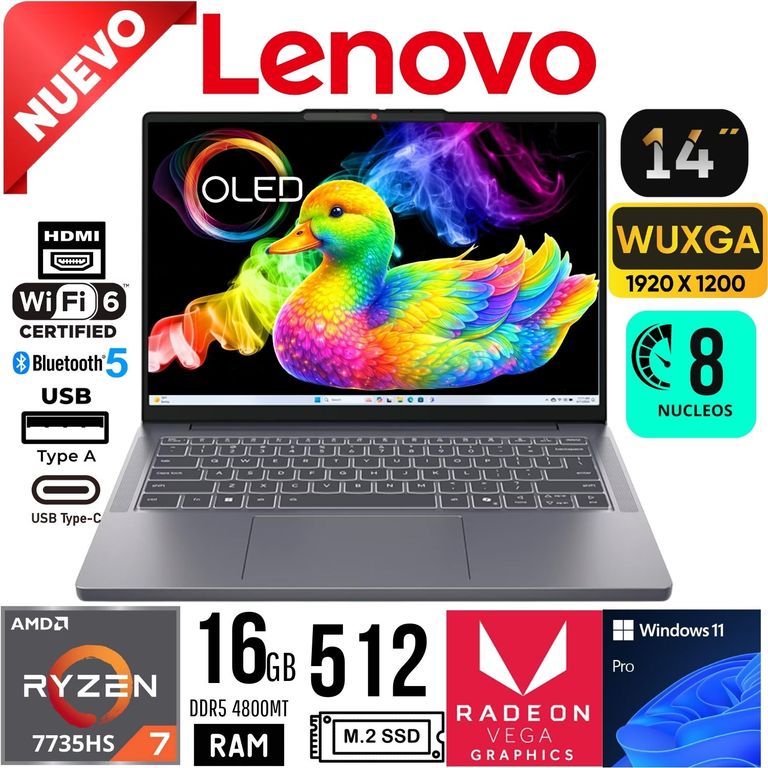 Laptop IdeaPad Slim 3 14ARP10 AMD Ryzen 7 7735HS Ram 16Gb SSD 512Gb 14" WUXGA Win 11