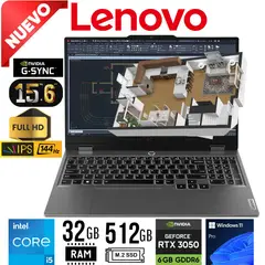 LENOVO - Laptop LOQ 15IAX9, 15,6´ FHD, Core i5 12450HX, RAM 32GB, SSD 512GB, RTX 3050 6GB, W11 PRO