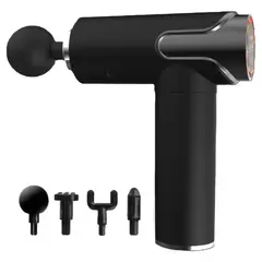 GENERICO - Masajeador Gun Pistola con 4 Cabezales Digital