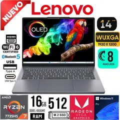 LENOVO - Laptop IDEAPAD SLIM 3 14ARP10 14" WUXGA OLED Ryzen 7 7735HS RAM 16GB SSD 512GB W11 PRO