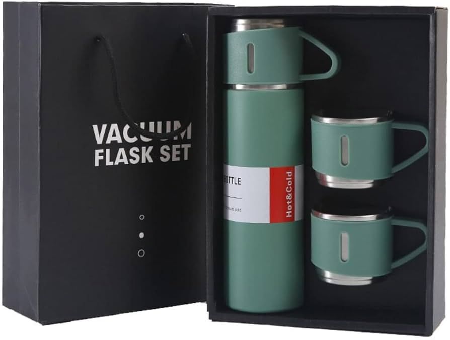 Termo 500 ml con 2 Tazas Verde