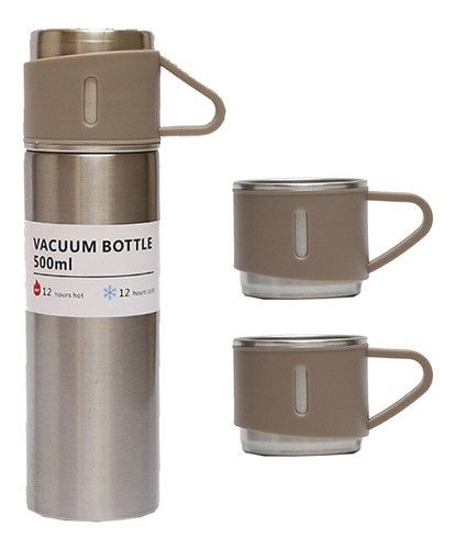 Termo 500 ml con 2 Tazas Beige