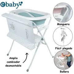 EBABY - Bañera Plegable Cambiador con Soporte Spark -Celeste