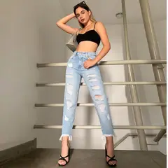 JAROLA - Pantalón Mom Destroyed Deisy