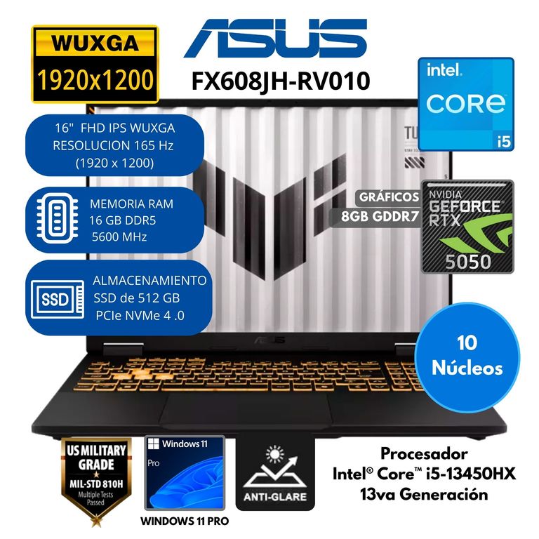 Laptop TUF Intel Core i5(GAMING F16 FX608JH-RV010) RAM 16 GB SSD 512 GB 16" WUXGA Windows 11